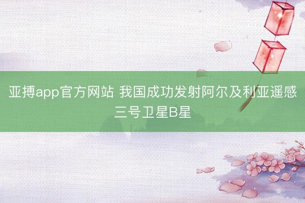 亚搏app官方网站 我国成功发射阿尔及利亚遥感三号卫星B星
