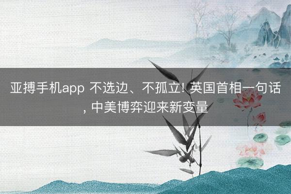 亚搏手机app 不选边、不孤立! 英国首相一句话， 中美博弈迎来新变量
