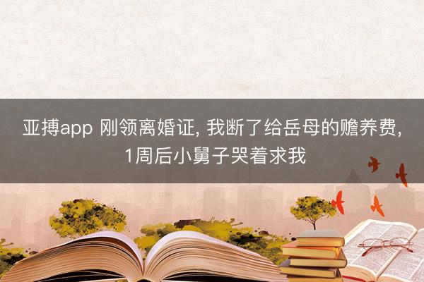 亚搏app 刚领离婚证， 我断了给岳母的赡养费， 1周后小舅子哭着求我