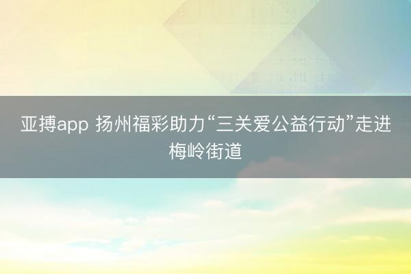 亚搏app 扬州福彩助力“三关爱公益行动”走进梅岭街道