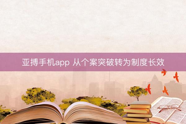 亚搏手机app 从个案突破转为制度长效