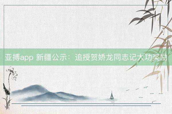 亚搏app 新疆公示：追授贺娇龙同志记大功奖励