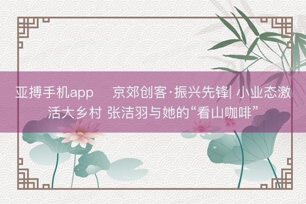 亚搏手机app ‌京郊创客·振兴先锋| 小业态激活大乡村 张洁羽与她的“看山咖啡”