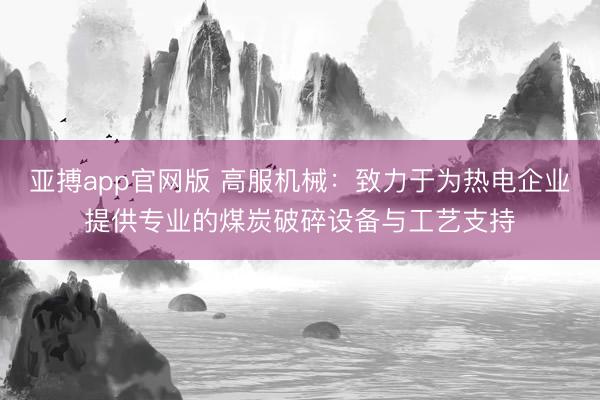 亚搏app官网版 高服机械：致力于为热电企业提供专业的煤炭破碎设备与工艺支持