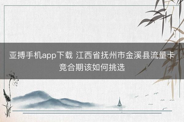 亚搏手机app下载 江西省抚州市金溪县流量卡竞合期该如何挑选