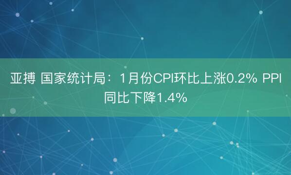亚搏 国家统计局：1月份CPI环比上涨0.2% PPI同比下降1.4%