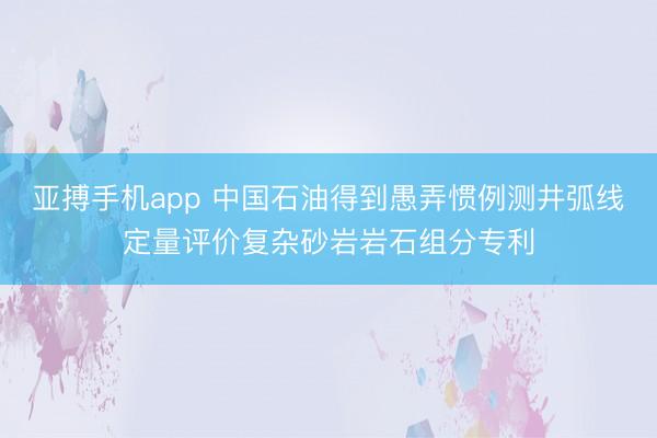 亚搏手机app 中国石油得到愚弄惯例测井弧线定量评价复杂砂岩岩石组分专利