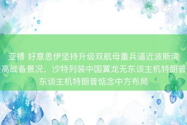 亚搏 好意思伊坚持升级双航母重兵逼近波斯湾，伊朗干涉最高战备景况，沙特列装中国翼龙无东谈主机特朗普惦念中方布局