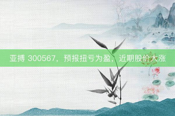 亚搏 300567,预报扭亏为盈,近期股价大涨