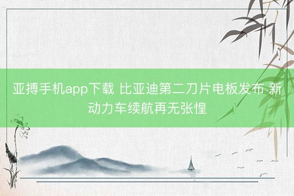 亚搏手机app下载 比亚迪第二刀片电板发布 新动力车续航再无张惶