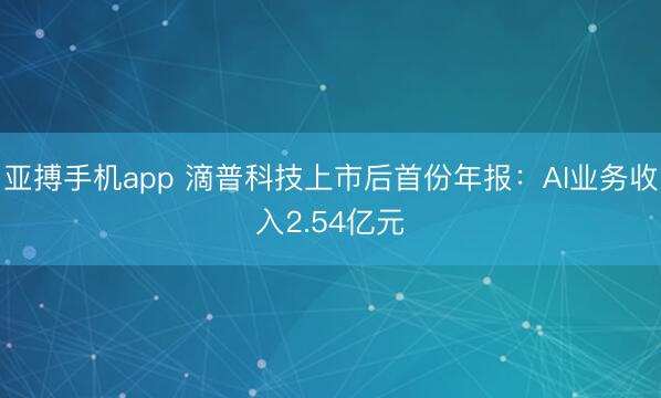 亚搏手机app 滴普科技上市后首份年报:AI业务收入2.54亿元