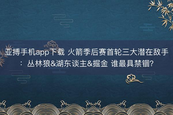 亚搏手机app下载 火箭季后赛首轮三大潜在敌手：丛林狼&湖东谈主&掘金 谁最具禁锢？