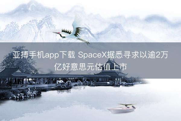 亚搏手机app下载 SpaceX据悉寻求以逾2万亿好意思元估值上市