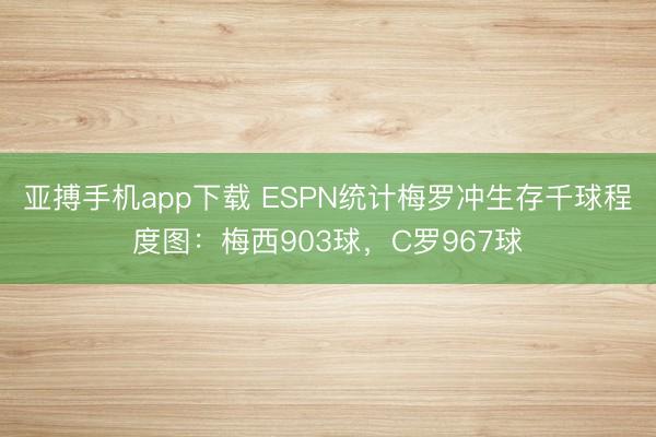 亚搏手机app下载 ESPN统计梅罗冲生存千球程度图：梅西903球，C罗967球
