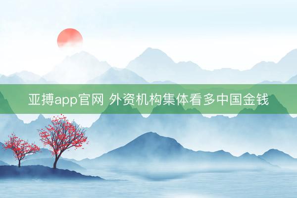 亚搏app官网 外资机构集体看多中国金钱