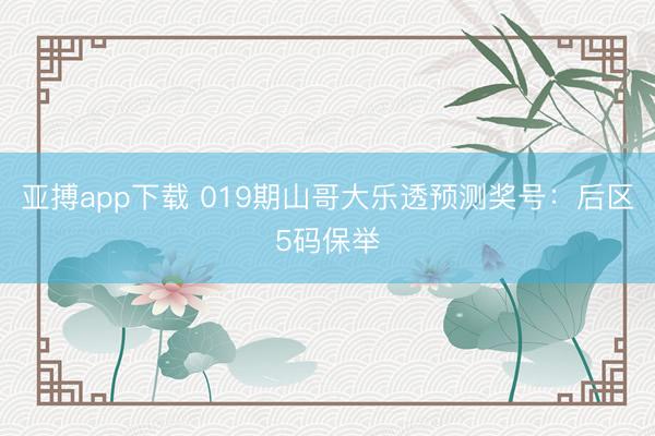 亚搏app下载 019期山哥大乐透预测奖号：后区5码保举