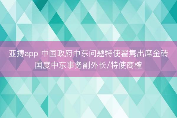 亚搏app 中国政府中东问题特使翟隽出席金砖国度中东事务副外长/特使商榷