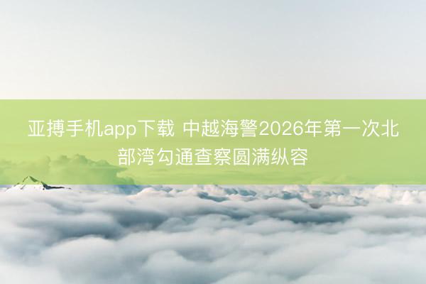 亚搏手机app下载 中越海警2026年第一次北部湾勾通查察圆满纵容