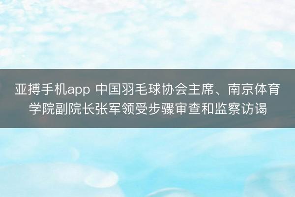 亚搏手机app 中国羽毛球协会主席、南京体育学院副院长张军领受步骤审查和监察访谒