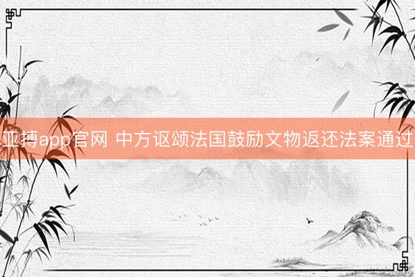 亚搏app官网 中方讴颂法国鼓励文物返还法案通过