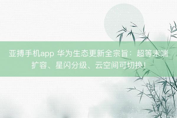 亚搏手机app 华为生态更新全宗旨：超等末端扩容、星闪分级、云空间可切换！