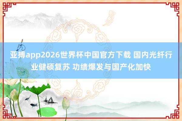 亚搏app2026世界杯中国官方下载 国内光纤行业健硕复苏 功绩爆发与国产化加快