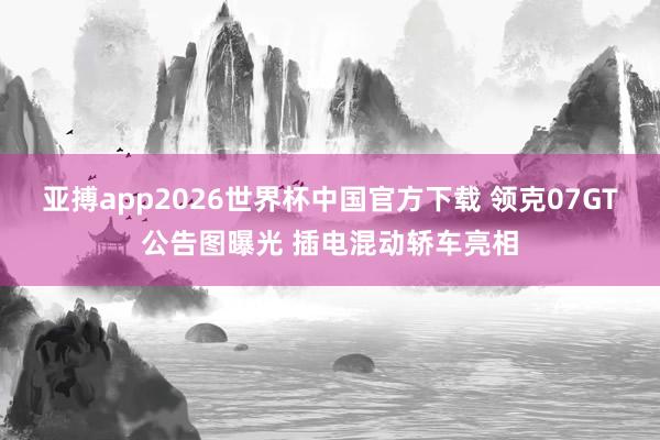 亚搏app2026世界杯中国官方下载 领克07GT公告图曝光 插电混动轿车亮相