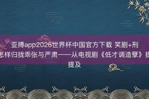 亚搏app2026世界杯中国官方下载 笑剧+刑侦怎样归拢乖张与严肃——从电视剧《低才调造孽》提及