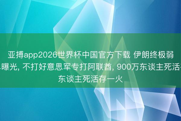 亚搏app2026世界杯中国官方下载 伊朗终极弱点清单曝光， 不打好意思军专打阿联酋， 900万东谈主死活存一火
