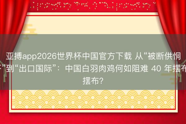 亚搏app2026世界杯中国官方下载 从“被断供恫吓”到“出口国际”：中国白羽肉鸡何如阻难 40 年摆布？