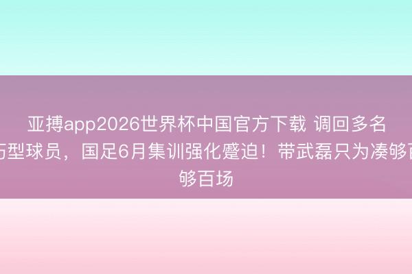亚搏app2026世界杯中国官方下载 调回多名技巧型球员，国足6月集训强化蹙迫！带武磊只为凑够百场