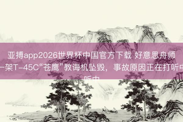 亚搏app2026世界杯中国官方下载 好意思舟师一架T-45C“苍鹰”教诲机坠毁，事故原因正在打听中