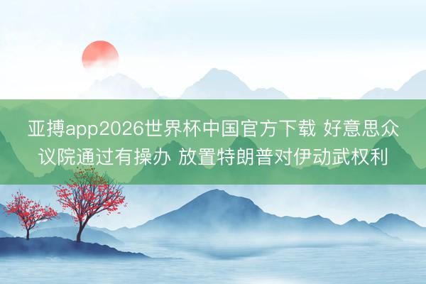 亚搏app2026世界杯中国官方下载 好意思众议院通过有操办 放置特朗普对伊动武权利