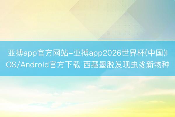 亚搏app官方网站-亚搏app2026世界杯(中国)IOS/Android官方下载 西藏墨脱发现虫豸新物种